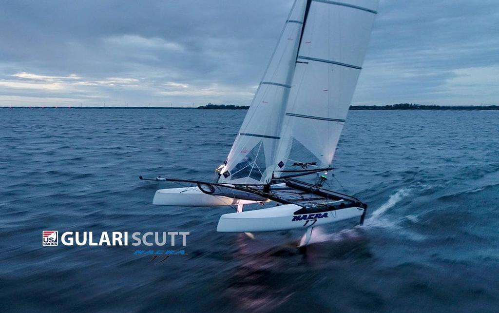 Bora Gulari and Helena Scutt getting acquainted with the foiling Nacra 17 MK2 © Keith Brash